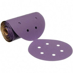 3M - 6" Diam, 240 Grit Ceramic Adhesive PSA Disc - Very Fine Grade, Purple, Polyester Backing, Flexible, 12,000 Max RPM, Use with Random Orbital Sanders - Exact Tool & Supply