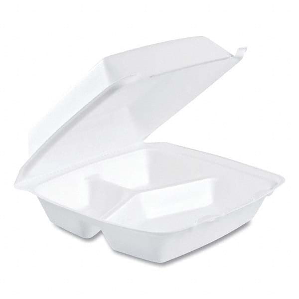 DART - Foam Container, Hinged Lid, 3-Comp, 8 3/8 x 7 7/8 x 3 1/4, 200/Carton - Exact Tool & Supply