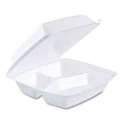 DART - Foam Container, Hinged Lid, 3-Comp, 8 3/8 x 7 7/8 x 3 1/4, 200/Carton - Exact Tool & Supply