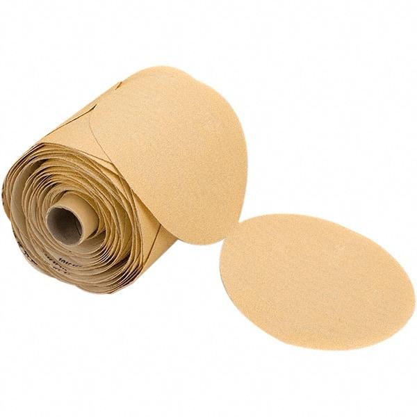 Mirka - 5" Diam, 180 Grit Aluminum Oxide Adhesive PSA Disc - Gold, C Weighted Backing, Flexible, 12,000 Max RPM, Use with Random Orbital Sanders - Exact Tool & Supply