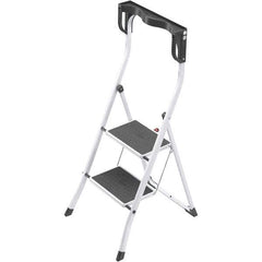 Hailo - 2 Steps, 3' 6" High, EN14183 Rating, Tubular Steel Step Ladder - 330 Lb Capacity, 18-29/32" Base Width - Exact Tool & Supply