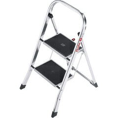 Hailo - 2 Steps, 2' 7" High, EN14183 Rating, Aluminum Step Ladder - 330 Lb Capacity, 18-1/2" Base Width - Exact Tool & Supply