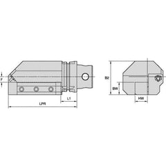 Kennametal - Right Hand Cut, KM4X63 Modular Connection, Square Shank Lathe Modular Clamping Unit - 31.95mm Square Shank Length, 63mm Square Shank Diam, 171.95mm OAL, Through Coolant, Series KM4X63 - Exact Tool & Supply