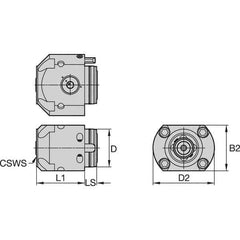 Kennametal - Neutral Cut, KM4X63 Modular Connection, Adapter/Mount Lathe Modular Clamping Unit - 20mm Square Shank Length, 63mm Square Shank Diam, 100mm OAL, Through Coolant, Series KM4X63 - Exact Tool & Supply