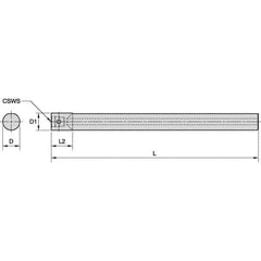 Kennametal - Neutral Cut, KM2016 Modular Connection, Round Shank Lathe Modular Clamping Unit - 217.84mm Square Shank Length, 20mm Square Shank Diam, 242.84mm OAL, Through Coolant, Series KM Micro - Exact Tool & Supply
