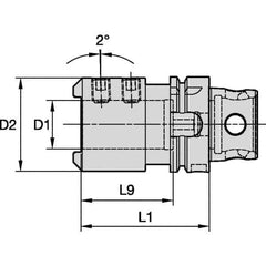 Kennametal - KM4X Modular Connection, 32mm Inside Hole Diam, 3.3465" Projection, Whistle Drive Adapter - 61.85mm Body Diam, Taper Shank, Through Coolant - Exact Tool & Supply