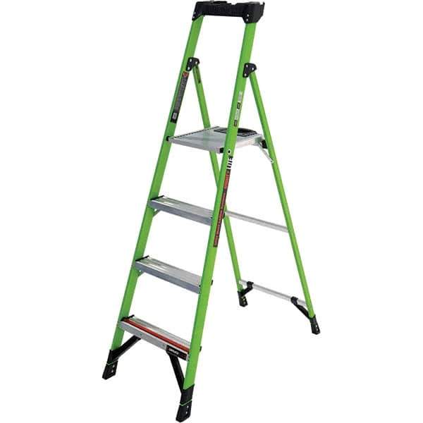 Little Giant Ladder - 4 Steps, 6' High, Type IA Rating, Fiberglass Step Ladder - 300 Lb Capacity, 22" Base Width - Exact Tool & Supply