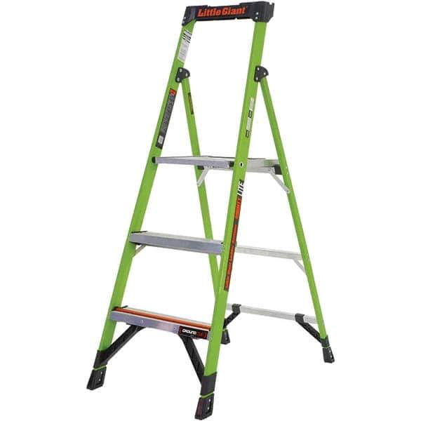 Little Giant Ladder - 3 Steps, 5' High, Type IA Rating, Fiberglass Step Ladder - 300 Lb Capacity, 20-1/2" Base Width - Exact Tool & Supply