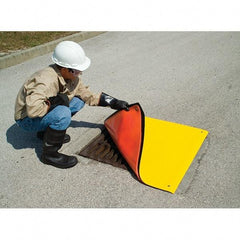 UltraTech - 3-1/2' Long x 35' Wide, Polyurethane/Mesh Drain Seal - 42" Diam, Orange/Yellow, Use for Spill Response - Exact Tool & Supply