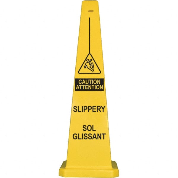 PRO-SAFE - Wet Floor, 12" Wide x 36" High, Polypropylene Cone Floor Sign - Exact Tool & Supply