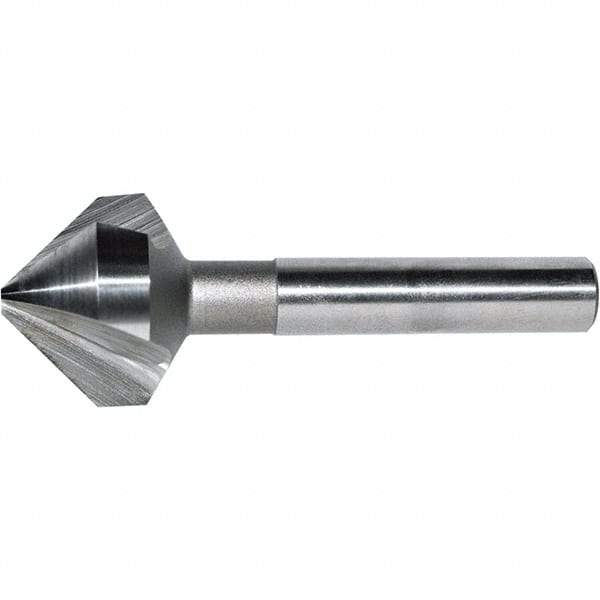 Keo - 1" Head Diam, 3/8" Shank Diam, 3 Flute 60° Cobalt Countersink - Bright Finish, 2-3/4" OAL, Single End, Straight Shank, Right Hand Cut - Exact Tool & Supply