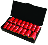 Insulated 3/8" Drive Inch & Metric Socket Set 5/16"-3/4" and 8.0mm - 19mm Sockets in Storage Box. 16 Pc Set - Exact Tool & Supply
