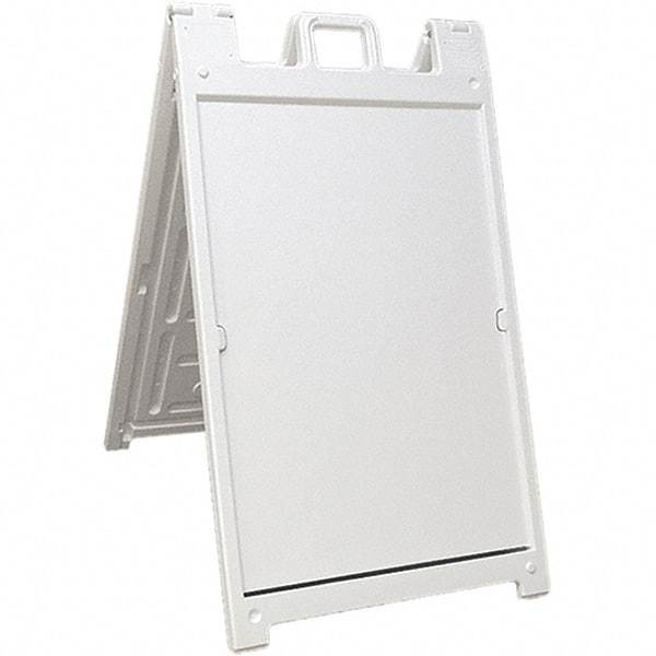 NMC - 24" Wide x 36" High Sign Compatiblity, Rigid Plastic Square Floor Sign Holder - White, 45" Holder Height - Exact Tool & Supply
