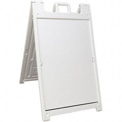 NMC - 24" Wide x 36" High Sign Compatiblity, Rigid Plastic Square Floor Sign Holder - White, 45" Holder Height - Exact Tool & Supply