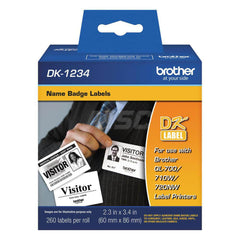 Brother - Office Machine Supplies & Accessories; Office Machine/Equipment Accessory Type: Name Badge Labels ; For Use With: Brother QL-1100; QL-1110NWB; QL-700; QL-710W; QL-720NW; QL-800; QL-810W; QL-820NWB ; Color: White - Exact Tool & Supply