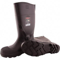 Tingley - Unisex (Men's 4, Women's 6) Medium Width Steel Knee Boots - Black, PVC Upper, PVC Outsole, PVC Liner 15" High, Pull-On - Exact Tool & Supply