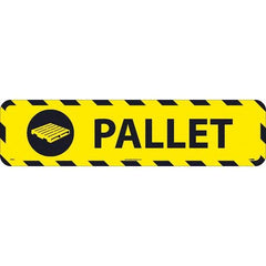NMC - Pallet, Anti-Skid Pressure-Sensitive Vinyl Floor Sign - Rectangle, Black on Yellow, Adhesive Backed, For Restroom, Janitorial & Housekeeping - Exact Tool & Supply