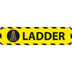 NMC - Ladder, Anti-Skid Pressure-Sensitive Vinyl Floor Sign - Rectangle, Black on Yellow, Adhesive Backed, For Restroom, Janitorial & Housekeeping - Exact Tool & Supply