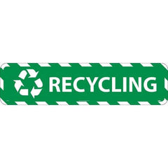 NMC - Recycling, Anti-Skid Pressure-Sensitive Vinyl Floor Sign - Rectangle, Green on White, Adhesive Backed, For Restroom, Janitorial & Housekeeping - Exact Tool & Supply