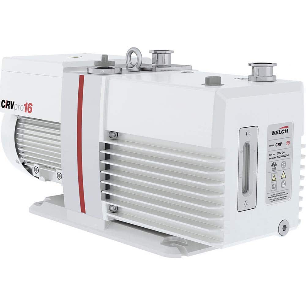 Welch - Rotary Vane-Type Vacuum Pumps; Horsepower: 1.1 ; Voltage: 115V ; Cubic Feet per Minute: 12.80 ; Length (Decimal Inch): 22.4000 ; Width (Decimal Inch): 8.1000 ; Height (Inch): 11.40 - Exact Tool & Supply