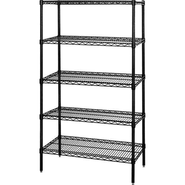 Quantum Storage - 5 Shelf Wire Shelving Add-On Unit - 12" Wide x 48" Deep x 54" High, - Exact Tool & Supply