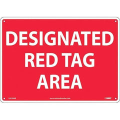 NMC - "Designated Red Tag Area", 10" Long x 14" Wide, Aluminum Safety Sign - Rectangular, Use for Workplace/Safety - Exact Tool & Supply