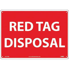 NMC - "Red Tag Disposal", 10" Long x 14" Wide, Rigid Plastic Safety Sign - Rectangular, Use for Workplace/Safety - Exact Tool & Supply