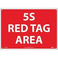 NMC - "5S Red Tag Area", 10" Long x 14" Wide, Rigid Plastic Safety Sign - Rectangular, Use for Workplace/Safety - Exact Tool & Supply