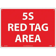 NMC - "5S Red Tag Area", 10" Long x 14" Wide, Aluminum Safety Sign - Rectangular, Use for Workplace/Safety - Exact Tool & Supply