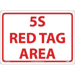 NMC - "5S Red Tag Area", 10" Long x 14" Wide, Rigid Plastic Safety Sign - Rectangular, Use for Workplace/Safety - Exact Tool & Supply