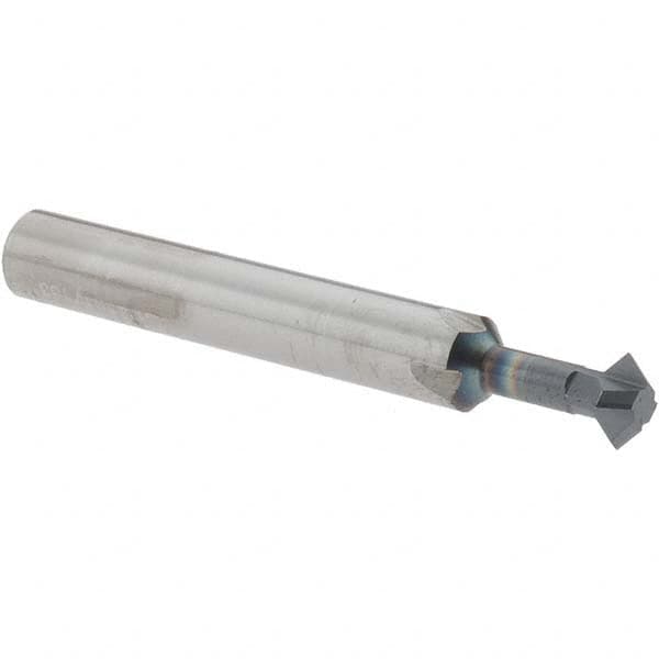 Accupro - 1/4° 1/4" Cut Diam, 1/8" Cut Width, 1/4" Shank, Solid Carbide Double-Angle Cutter - Exact Tool & Supply