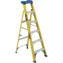 Louisville - 3 Steps, 4' High, Type I Rating, Fiberglass Step Ladder - Exact Tool & Supply