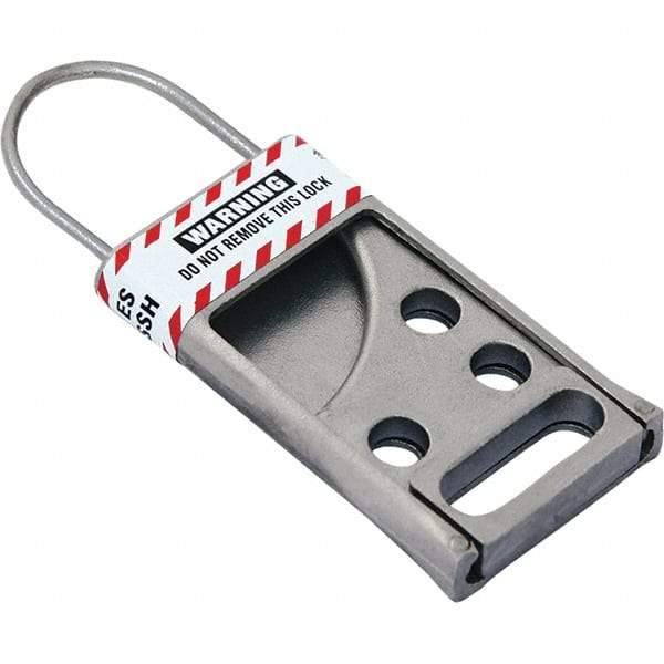 NMC - Single Jaw, 2" Jaw Diam, 6 PadLocks, Stainless Steel Lockout Hasp - Slide, 3-1/2" Long x 2-1/2" Wide, Gray - Exact Tool & Supply