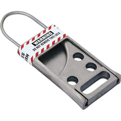 NMC - Single Jaw, 2" Jaw Diam, 6 PadLocks, Stainless Steel Lockout Hasp - Slide, 3-1/2" Long x 2-1/2" Wide, Gray - Exact Tool & Supply