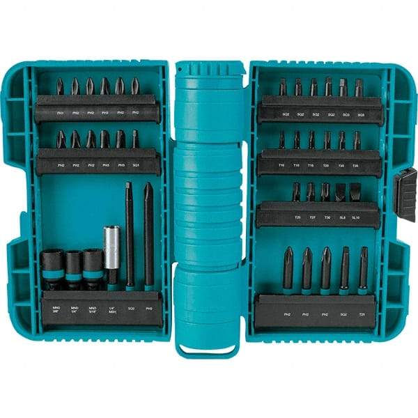 Makita - Power Bit, Insert Bit & Nut Driver Set - 1/4 to 3/8" Hex, #2, 1/4", 3/8" Drive, Phillips, Slotted, Torx, Square Point - Exact Tool & Supply