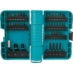 Makita - Power Bit, Insert Bit & Nut Driver Set - 1/4" Hex, #2, 1/4" Drive, Phillips, Slotted, Torx, Square Point - Exact Tool & Supply
