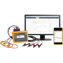 Fluke - 3 Phase, 1,000 VAC, 0.01 to 1,500 Amp Capability, 42.5 to 69 Hz Calibration, LCD Display Power Meter - 1 Current Accuracy, 0.1 Voltage Accuracy - Exact Tool & Supply