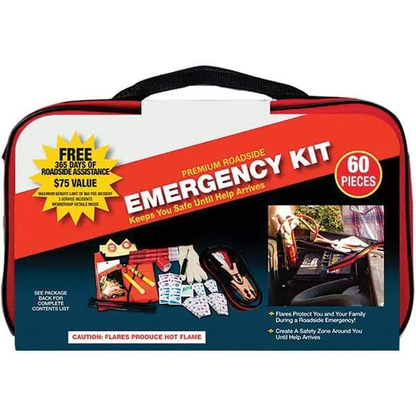 PRO-SAFE - Highway Safety Kits Type: Emergency Roadside Kit Number of Pieces: 60 - Exact Tool & Supply