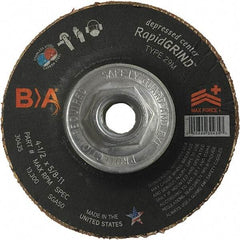 BULLARD - 50 Grit, 5" Wheel Diam, 1/8" Wheel Thickness, Type 29 Depressed Center Wheel - Coarse Grade, Ceramic, 12,200 Max RPM, Compatible with Angle Grinder - Exact Tool & Supply