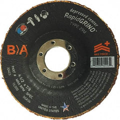 BULLARD - 36 Grit, 4-1/2" Wheel Diam, 1/8" Wheel Thickness, 7/8" Arbor Hole, Type 29 Depressed Center Wheel - Coarse/Extra Coarse Grade, Ceramic, 13,300 Max RPM, Compatible with Angle Grinder - Exact Tool & Supply