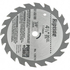Porter-Cable - 4-1/2" Diam, 3/8" Arbor Hole Diam, 20 Tooth Wet & Dry Cut Saw Blade - Carbide-Tipped, Ripping Action, Standard Round Arbor - Exact Tool & Supply