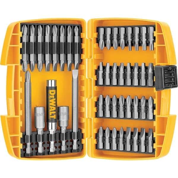 DeWALT - 45 Piece, Screwdriver Bit Set - SQ1, SQ2, SQ3, 1/4" Drive - Exact Tool & Supply