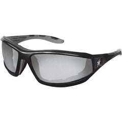 MCR Safety - Indoor/Outdoor Clear Mirror Lenses, Framed Safety Glasses - Anti-Fog, Scratch Resistant, Black Polycarbonate Frame, Size Universal, Wrap Around - Exact Tool & Supply