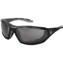 MCR Safety - Gray Lenses, Framed Safety Glasses - Anti-Fog, Scratch Resistant, Black Polycarbonate Frame, Size Universal, Wrap Around - Exact Tool & Supply