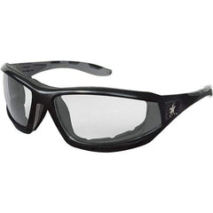 MCR Safety - Clear Lenses, Framed Safety Glasses - Anti-Fog, Scratch Resistant, Black Polycarbonate Frame, Size Universal, Wrap Around - Exact Tool & Supply