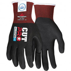 MCR Safety - Size M, ANSI Cut Lvl A4, Nitrile Coated Dyneema or Dyneema Alternative Cut Resistant Gloves - Palm & Fingers Coated, Dyneema Lining, Knit Wrist, Black, Paired - Exact Tool & Supply
