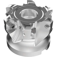 Seco - 6 Inserts, 37.8mm Cutter Diam, 1.8mm Max Depth of Cut, Indexable High-Feed Face Mill - 19.05mm Arbor Hole Diam, 0.185" Keyway Width, 1-1/2" High, R220.21-LP09 Toolholder, LPKT09 Inserts, Series High Feed - Exact Tool & Supply