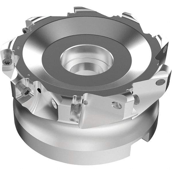 Seco - 9 Inserts, 67mm Cutter Diam, 1.8mm Max Depth of Cut, Indexable High-Feed Face Mill - 27mm Arbor Hole Diam, 0.4882" Keyway Width, 50mm High, R220.21-LP09 Toolholder, LPKT09 Inserts, Series High Feed - Exact Tool & Supply