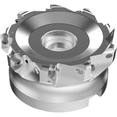 Seco - 9 Inserts, 67mm Cutter Diam, 1.8mm Max Depth of Cut, Indexable High-Feed Face Mill - 27mm Arbor Hole Diam, 0.4882" Keyway Width, 50mm High, R220.21-LP09 Toolholder, LPKT09 Inserts, Series High Feed - Exact Tool & Supply