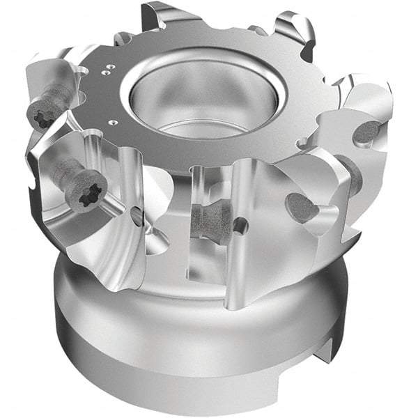 Seco - 7 Inserts, 39.1mm Cutter Diam, 1.8mm Max Depth of Cut, Indexable High-Feed Face Mill - 22mm Arbor Hole Diam, 0.4094" Keyway Width, 40mm High, R220.21-LP09 Toolholder, LPKT09 Inserts, Series High Feed - Exact Tool & Supply
